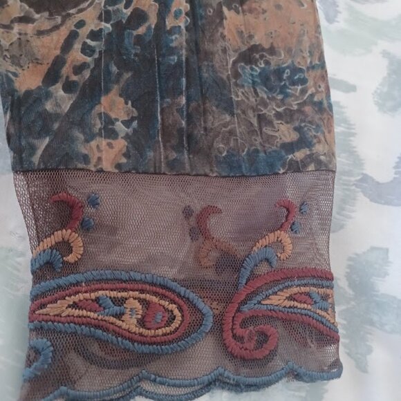 Coldwater Creek Women’s PM Petite Medium Embroidered Paisley Boho Top Sheer - Picture 6 of 10